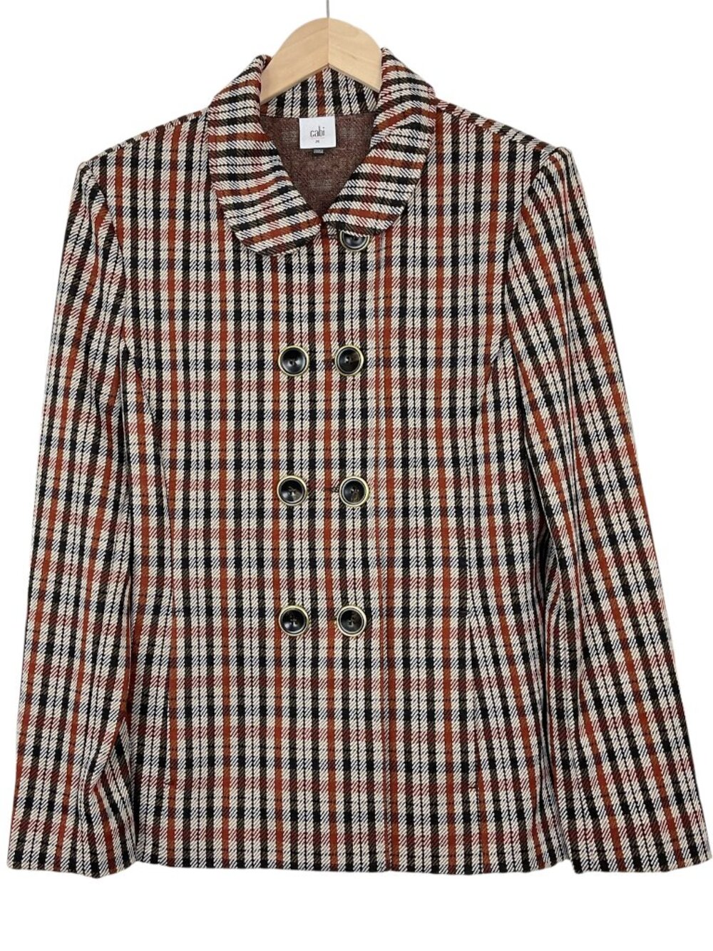 Cabi Jazzy Jacket Toffee Plaid Size Medium
